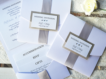 Pocketfold wedding invitations with inserts
